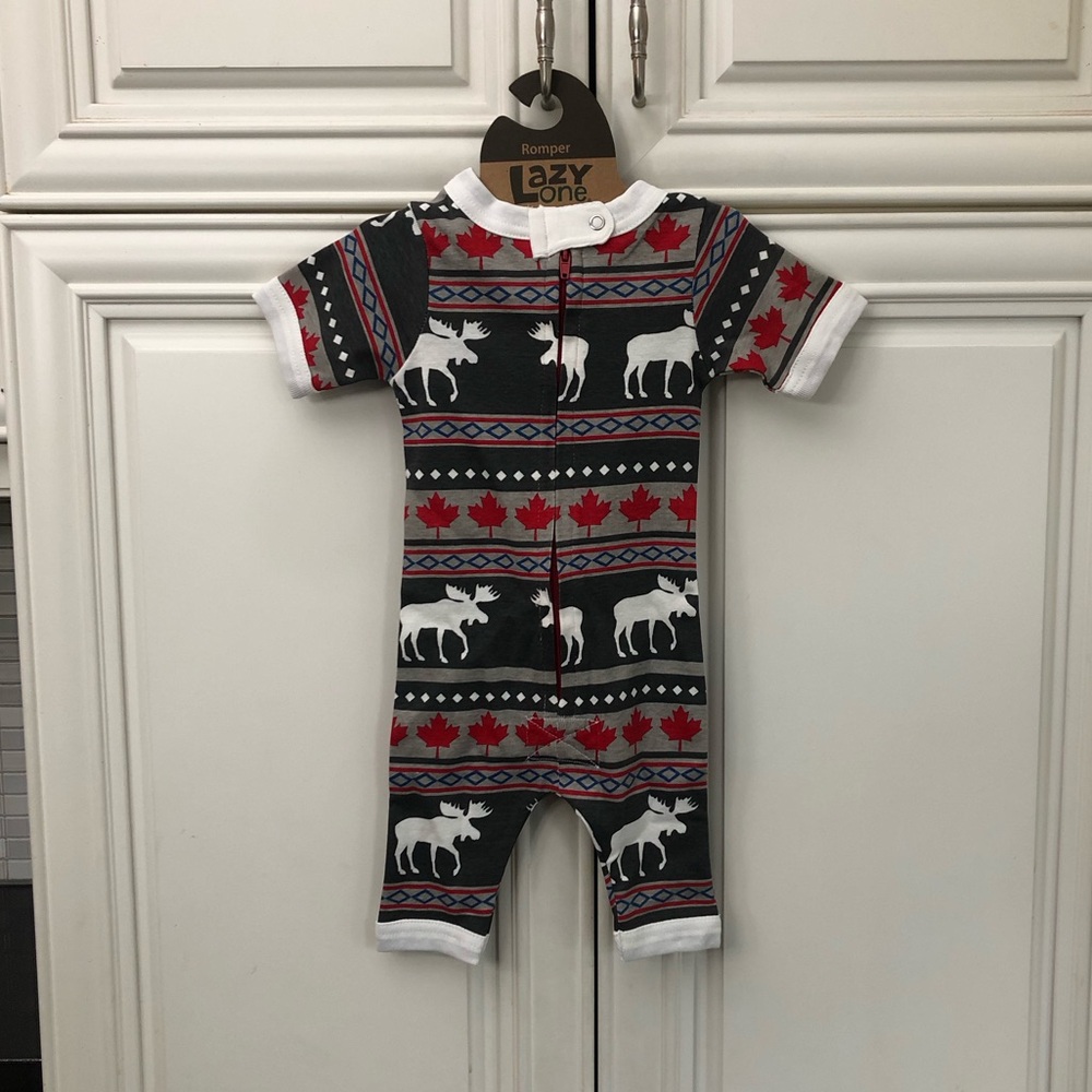 NWT LAZY ONE Moose Fair Maple Infant Romper